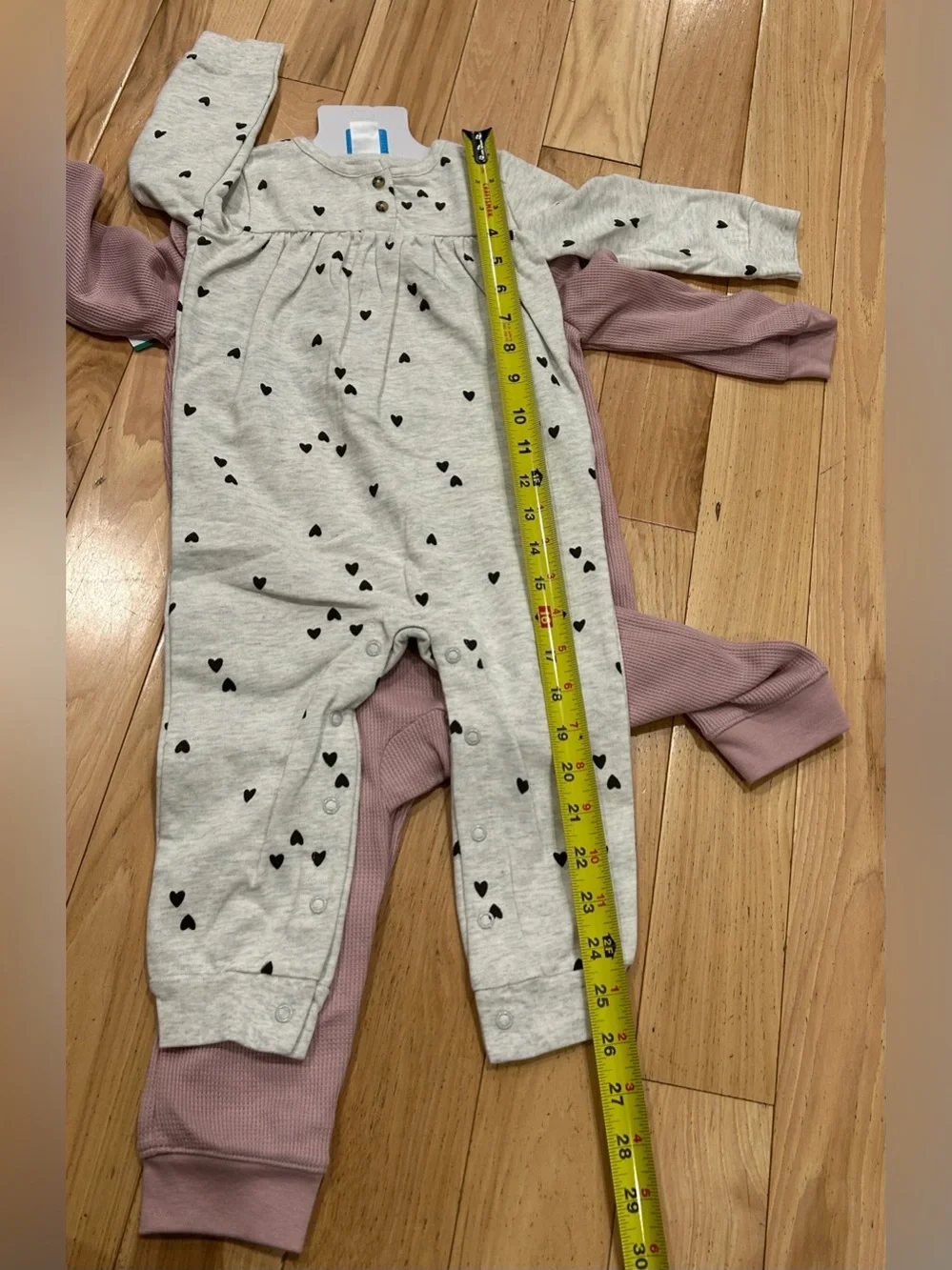NWT Carter’s 2-pack Pink & Grey Hearts Pants Rompers - Baby Girl Size 18 Month